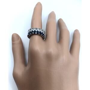Blue CZ Eternity Ring Size 6.5 Stainless Steel Sapphire Style